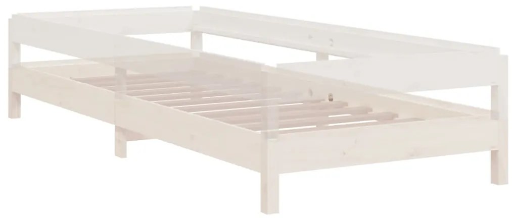 Cama empilhável 90x190 cm madeira de pinho maciça branco