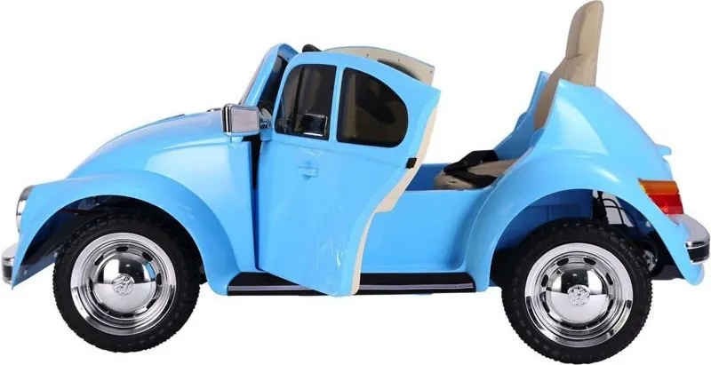 Carro elétrico para crianças volkswagen Carocha Classico 12V com pneus de borracha Azul