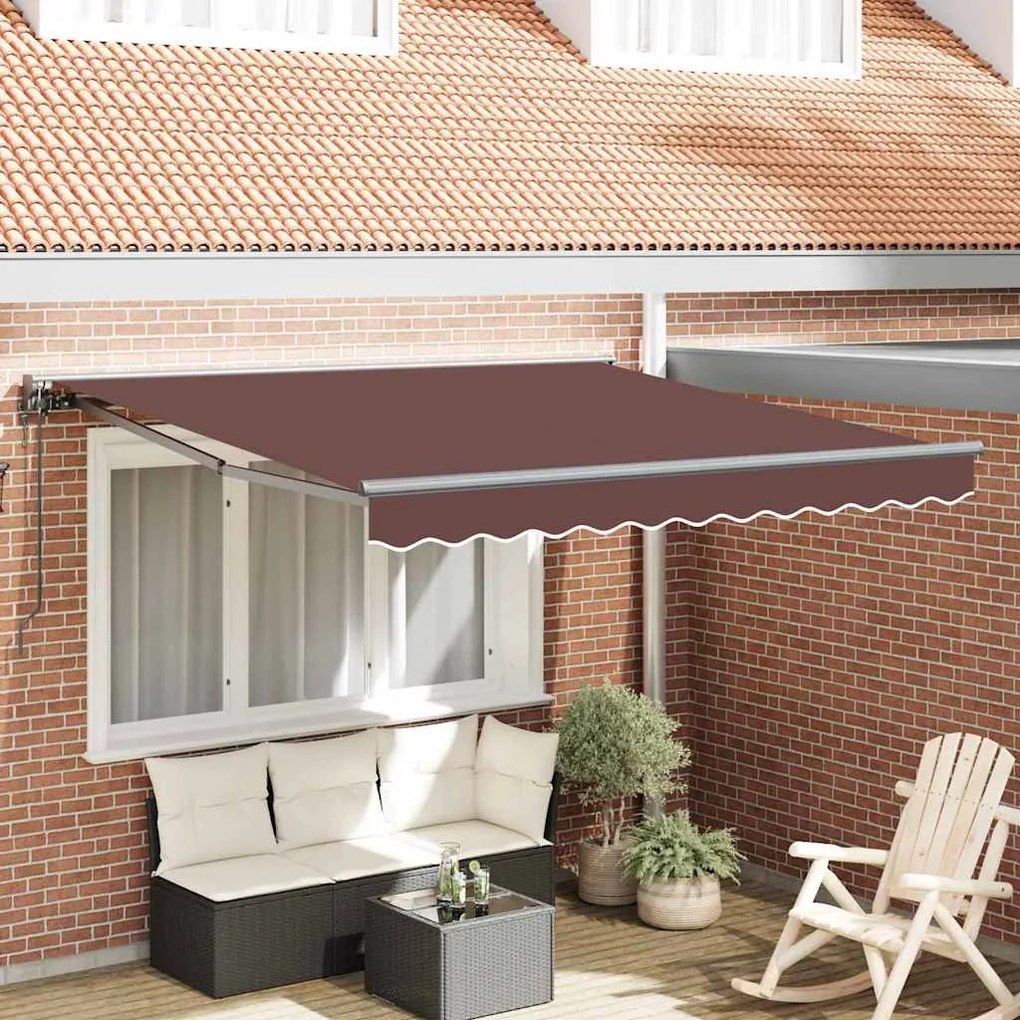 vidaXL Toldo Retrátil Castanho 300 x 250 cm Poliéster e Metal