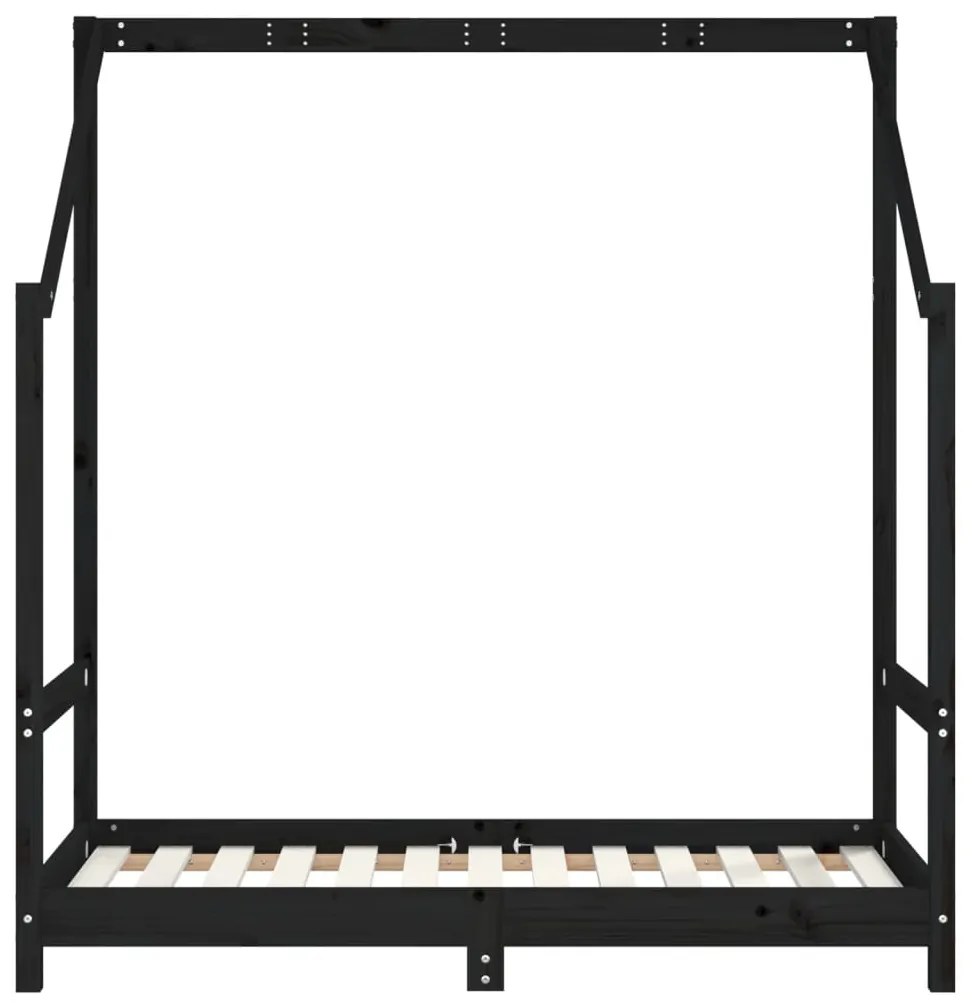 Estrutura de cama infantil 70x140 cm pinho maciço preto