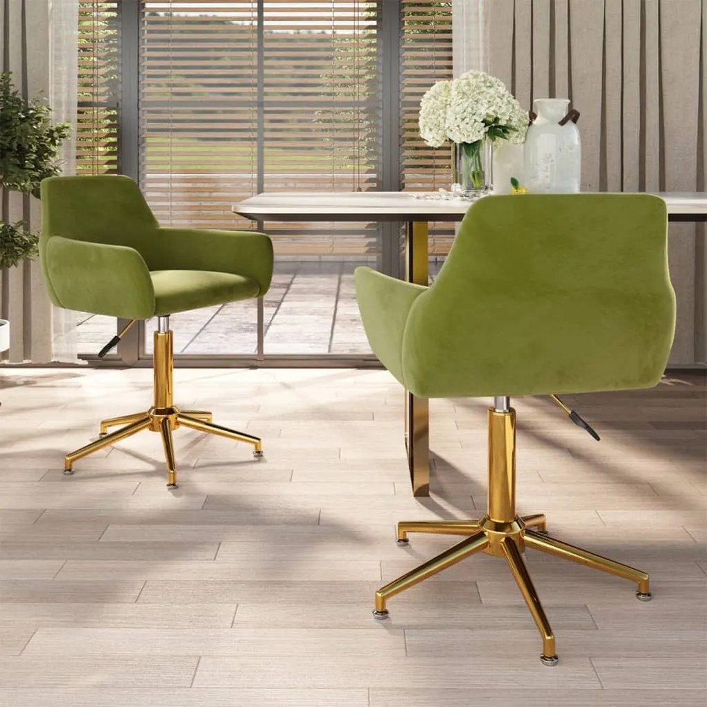vidaXL Cadeiras de jantar giratórias 2 pcs veludo verde-claro