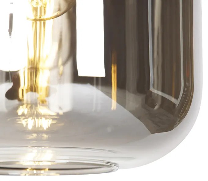 Candeeiro de suspensão inteligente preto com vidro fumê 4 luzes incl. Wifi A60 - Zuzanna