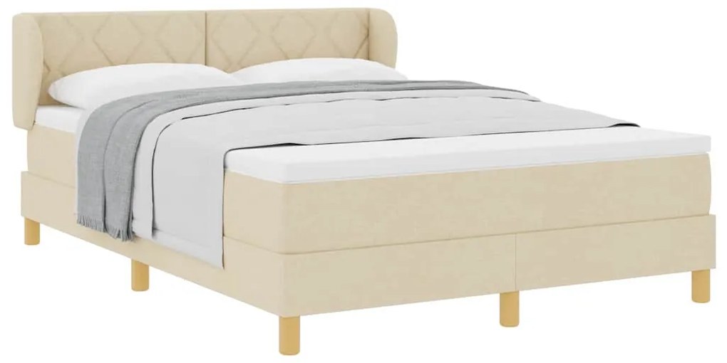 Cama Box com Colchão vidaXL Creme 160x200 cm em Tecido