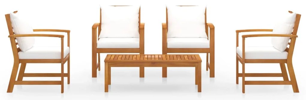 5 pcs conjunto lounge de jardim c/ almofadões acácia maciça