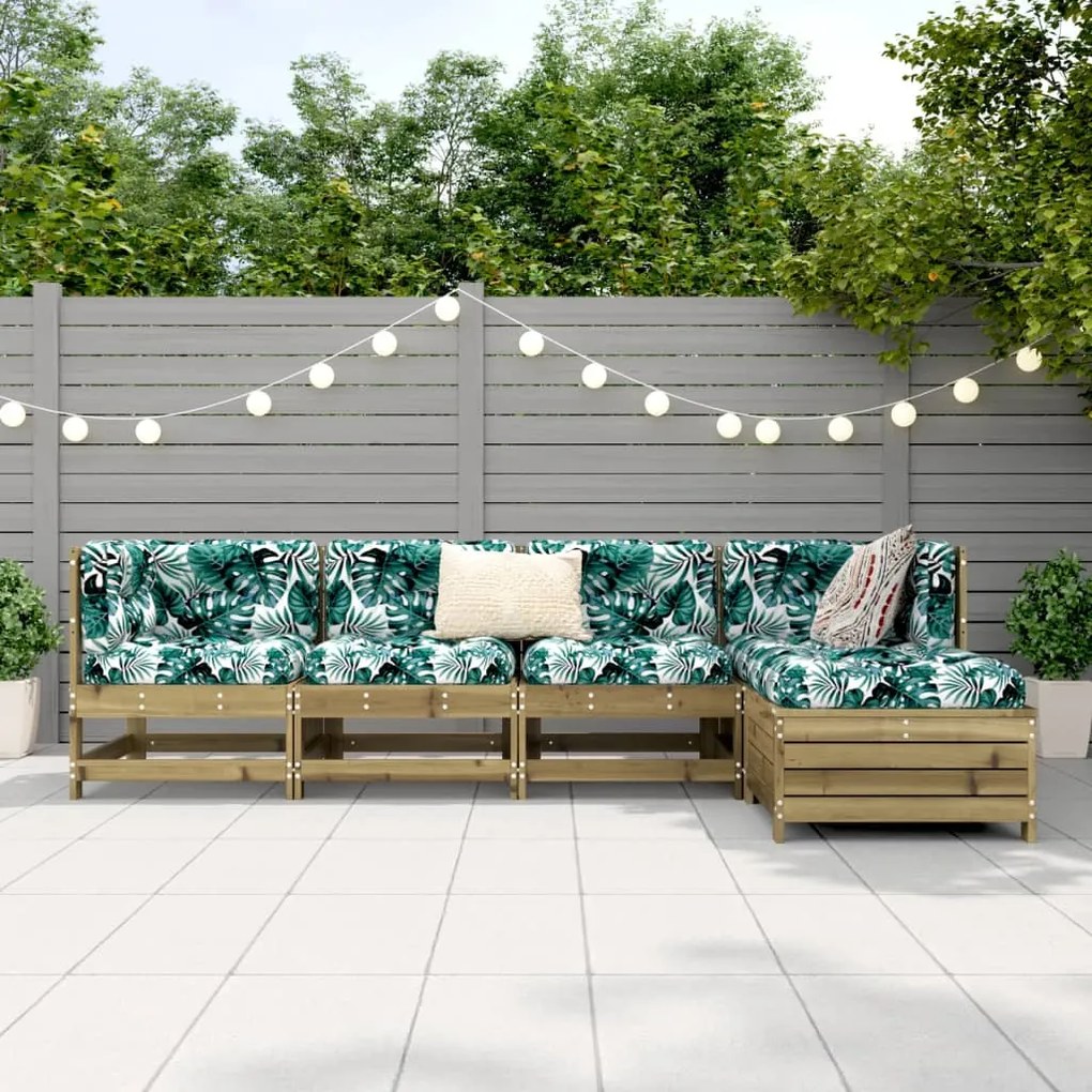 5 pcs conjunto de sofás para jardim madeira de pinho impregnada
