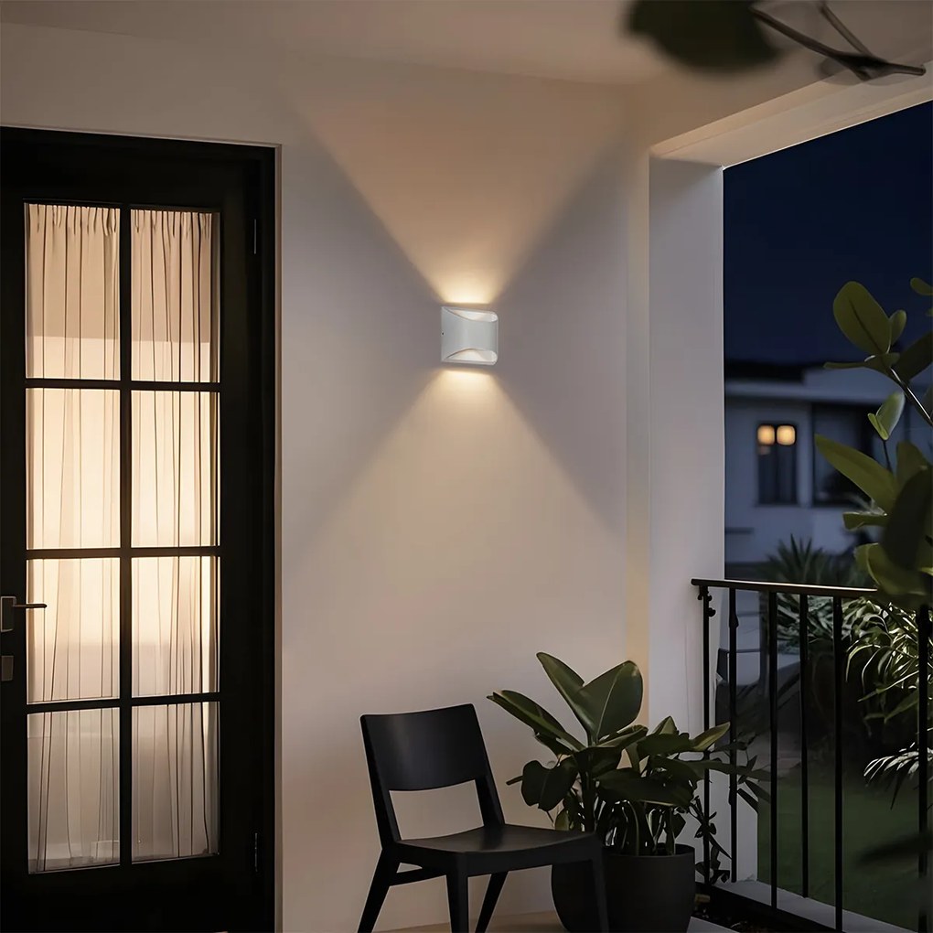 Candeeiro de parede exterior moderno branco com LED 2 luzes IP54 - Mal