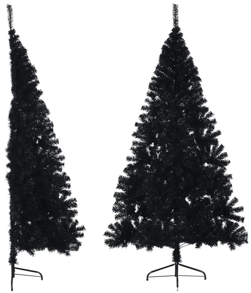 344679 vidaXL Meia árvore de Natal artificial com suporte 240 cm PVC preto
