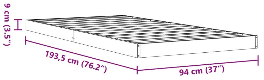 Estrutura de cama 90x190 cm madeira pinho maciça castanho cera