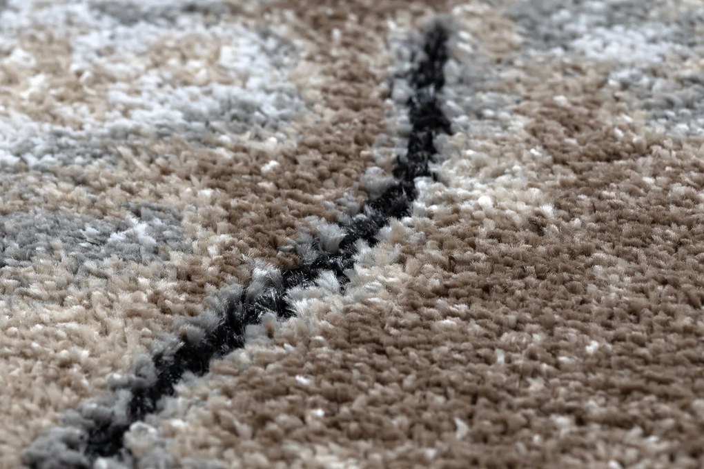 Tapete moderno COZY 8876 Rio - Structural dois níveis de lã castanho