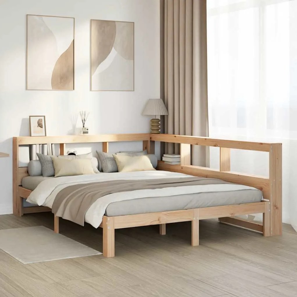 vidaXL Cama com estante sem colchão 160x200 cm pinho maciço