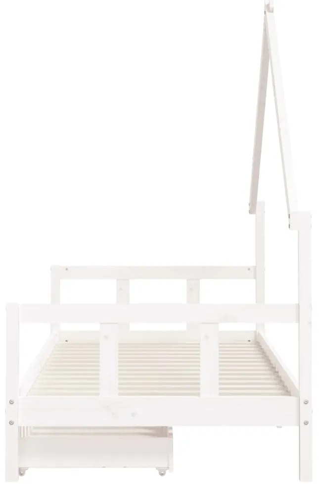 Estrutura cama infantil c/ gavetas 90x200cm pinho maciço branco
