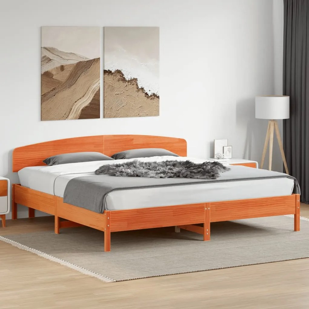 Cama sem colchão 180x200 cm pinho maciço castanho-mel