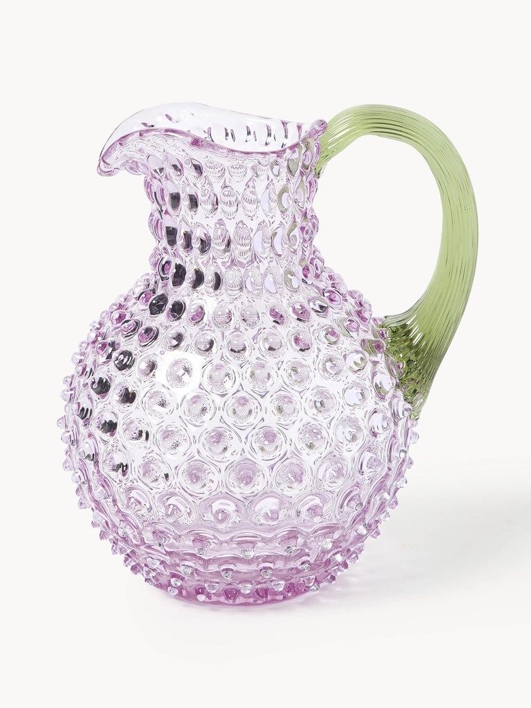 Jarro de vidro artesanal Hobnail, 2 L