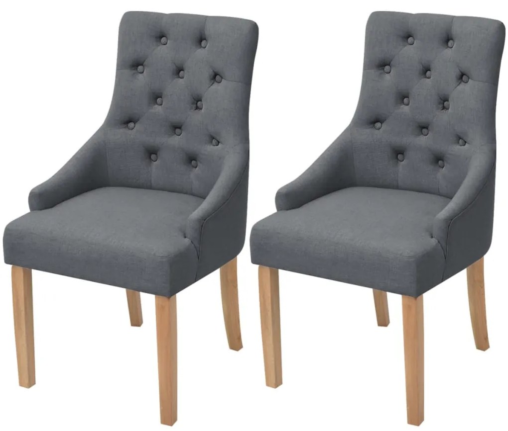 vidaXL Cadeiras de jantar 2 pcs tecido cinzento-escuro