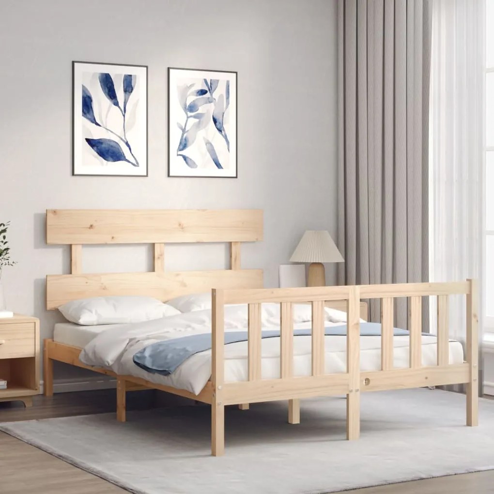 Cama sem colchão 140x200 cm madeira de pinho maciça