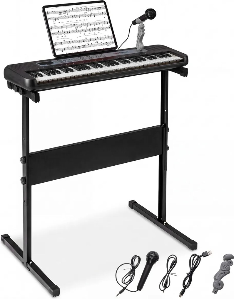 Teclado de piano de 61 teclas para crianças – Brinquedo musical, piano digital educativo com suporte ajustável, microfone e suporte para partituras pr
