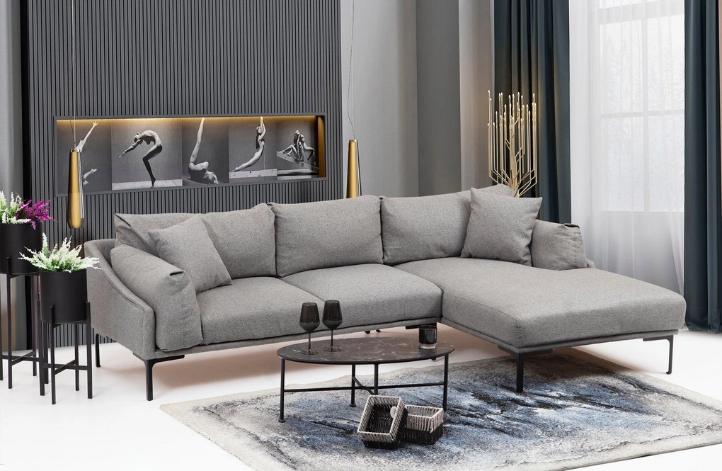 ****
Sofá de Canto Leo Corner – Cinzento – 255 x 150 cm
**