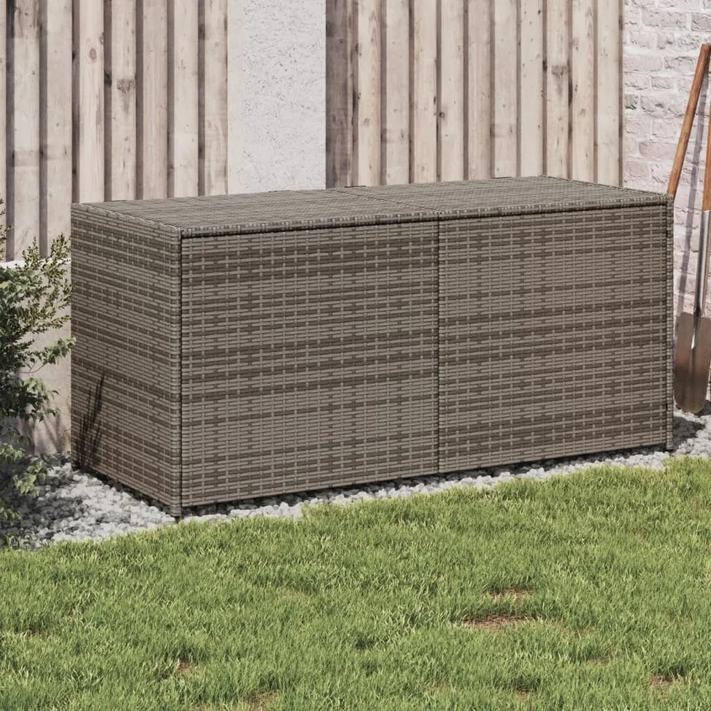 vidaXL Caixa de arrumação para jardim 283L vime PE cinzento