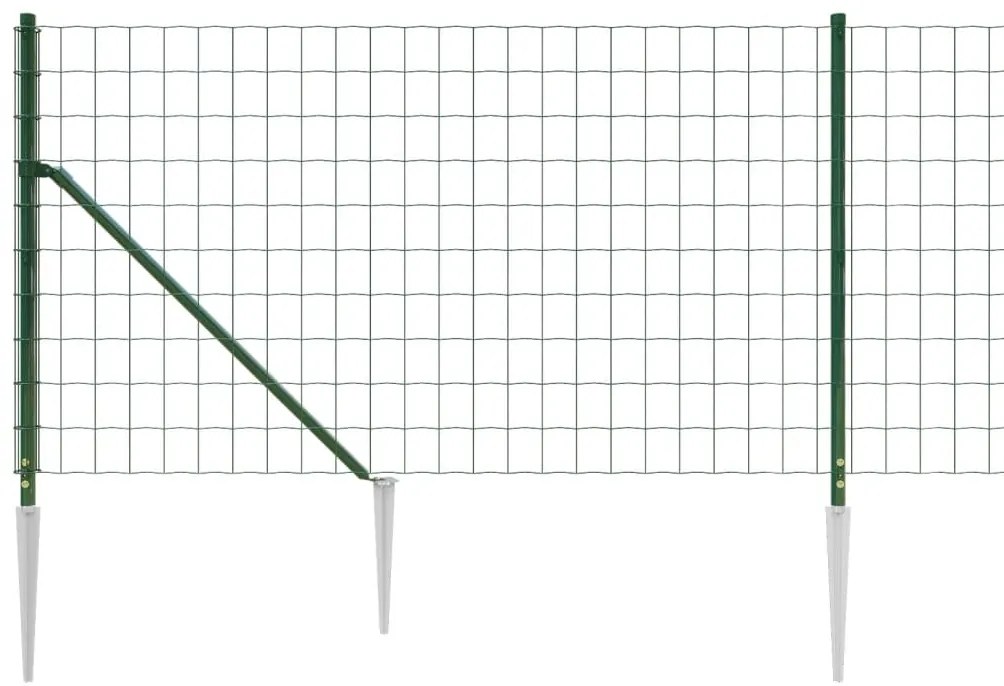Cerca de malha de arame com estacas de fixação 1,1x10 m verde