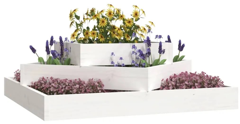 Vaso/floreira 83x83x27 cm pinho maciço branco