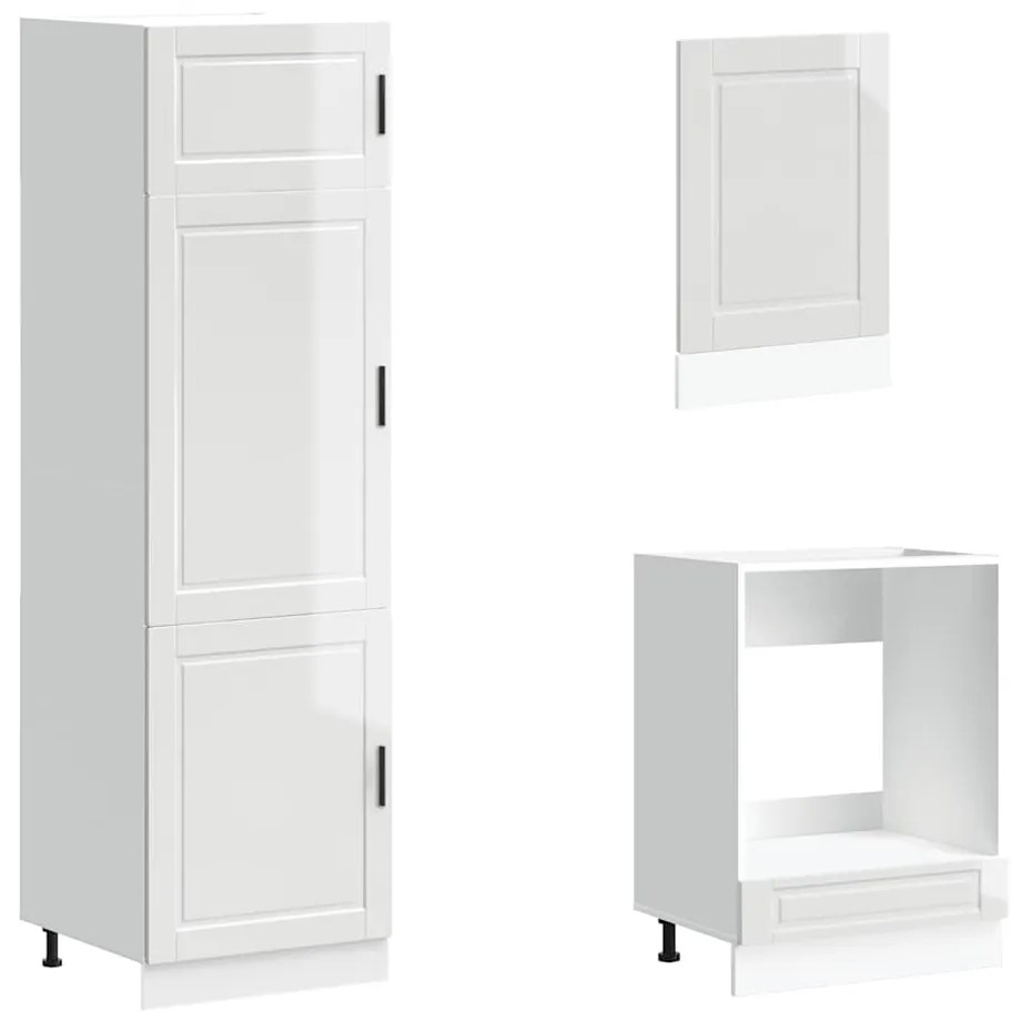 7 peças armário de cozinha conjunto Kalmar branco brilhante