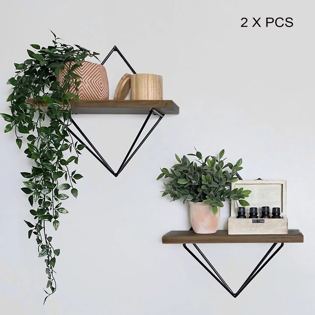 Prateleira Decorativa de Madeira Wr046 – Nogueira Preto – 30x30x14 cm
