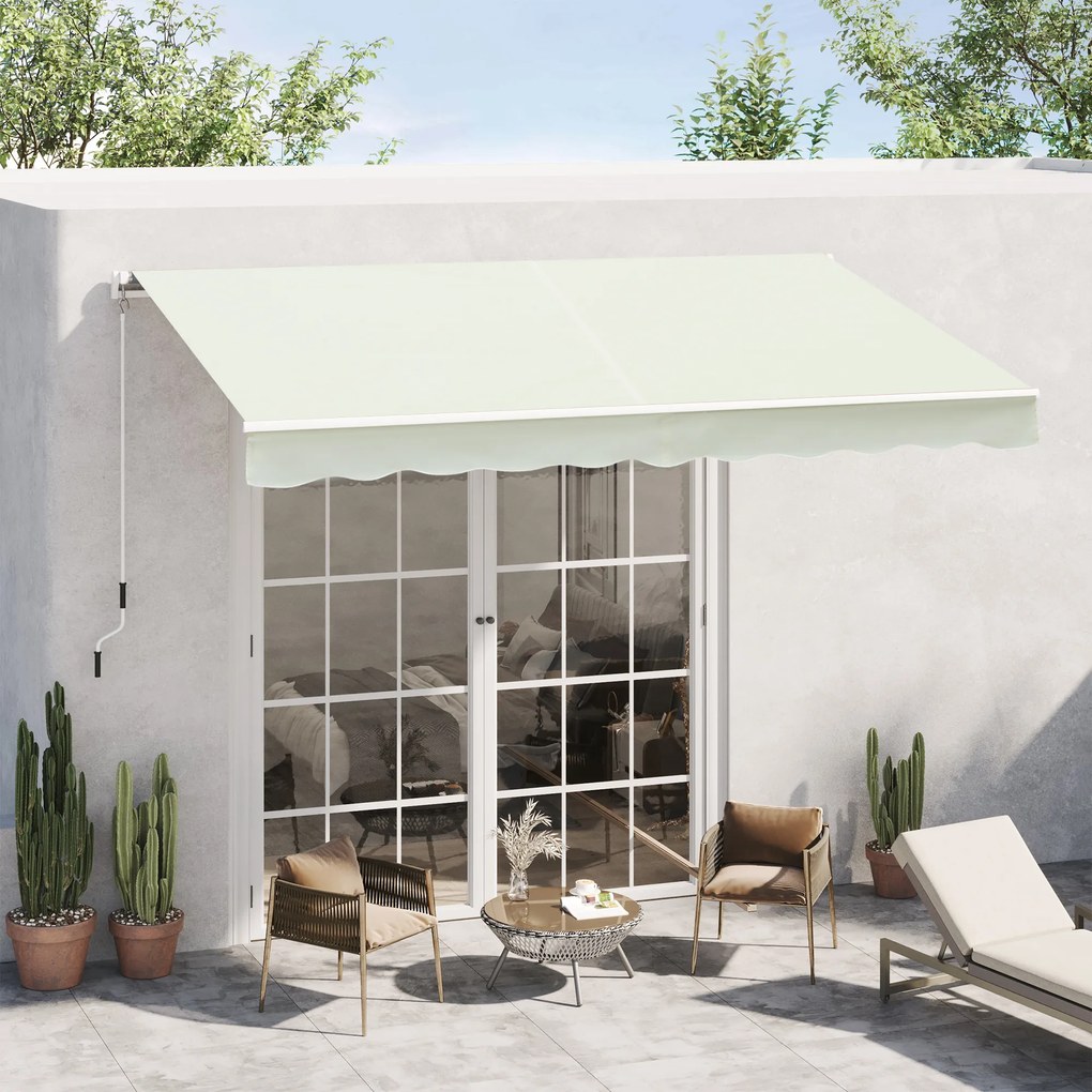 Toldo manual retrátil 295 x 245 cm para terraço, com manivela, ângulo ajustável entre 45° e 85°, em alumínio e poliéster 280 g/m², para terraço, varan