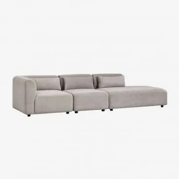 Sofá Modular De Canto Em 3 Peças Com Chaise Longue Direita Fogler Bombazina Cinzento Toupeira Claro - Sklum
