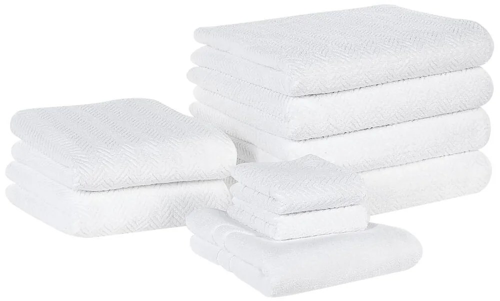 Conjunto de 9 toalhas em algodão branco MITIARO Beliani