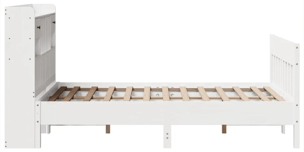 Cama sem colchão 135x190 cm madeira de pinho maciça branco