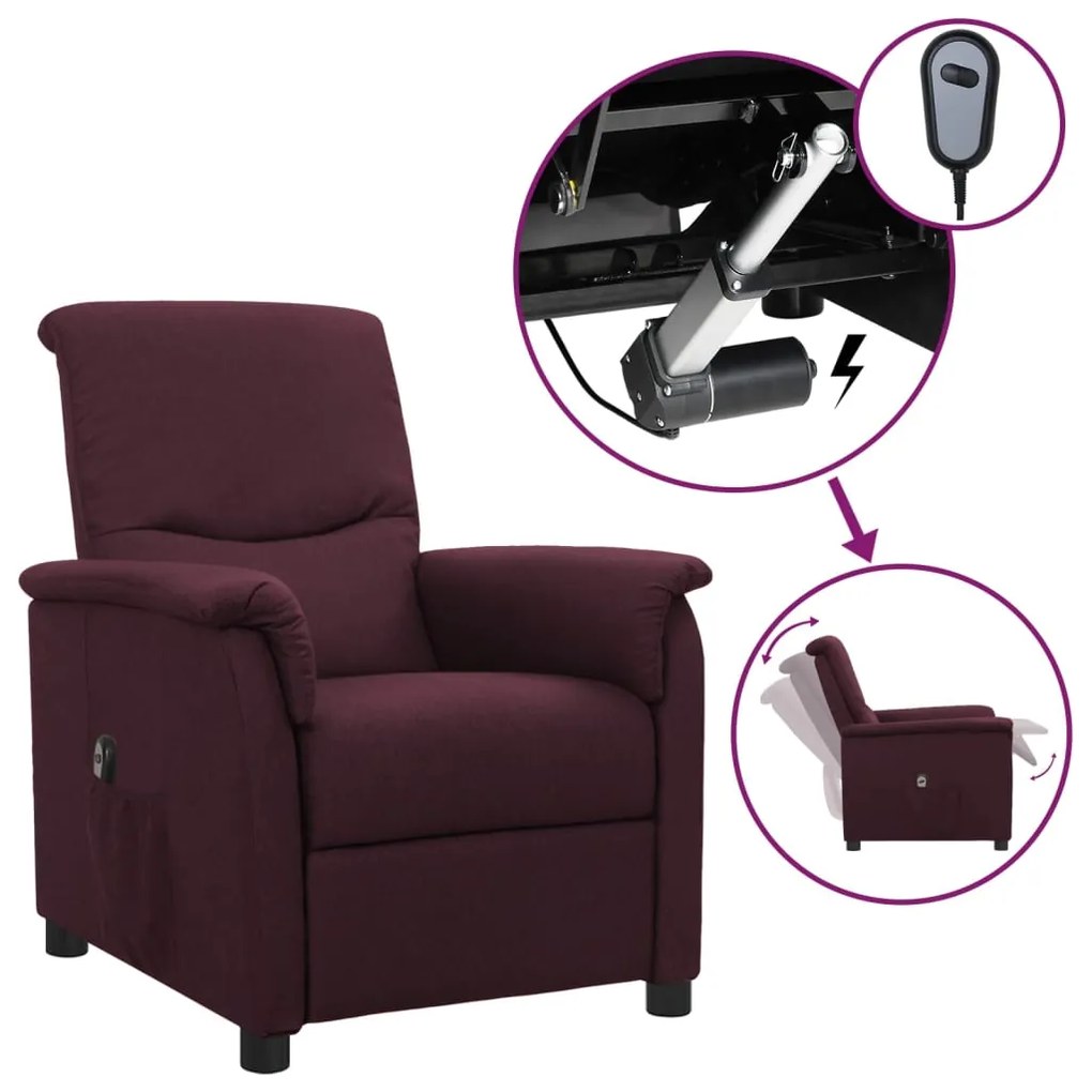 3098551 vidaXL Poltrona elétrica reclinável tecido roxo