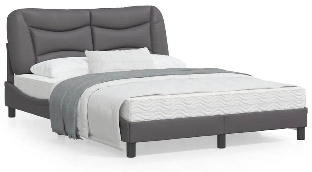 vidaXL Estrutura de cama c/ luzes LED 120x200cm couro artificial cinza