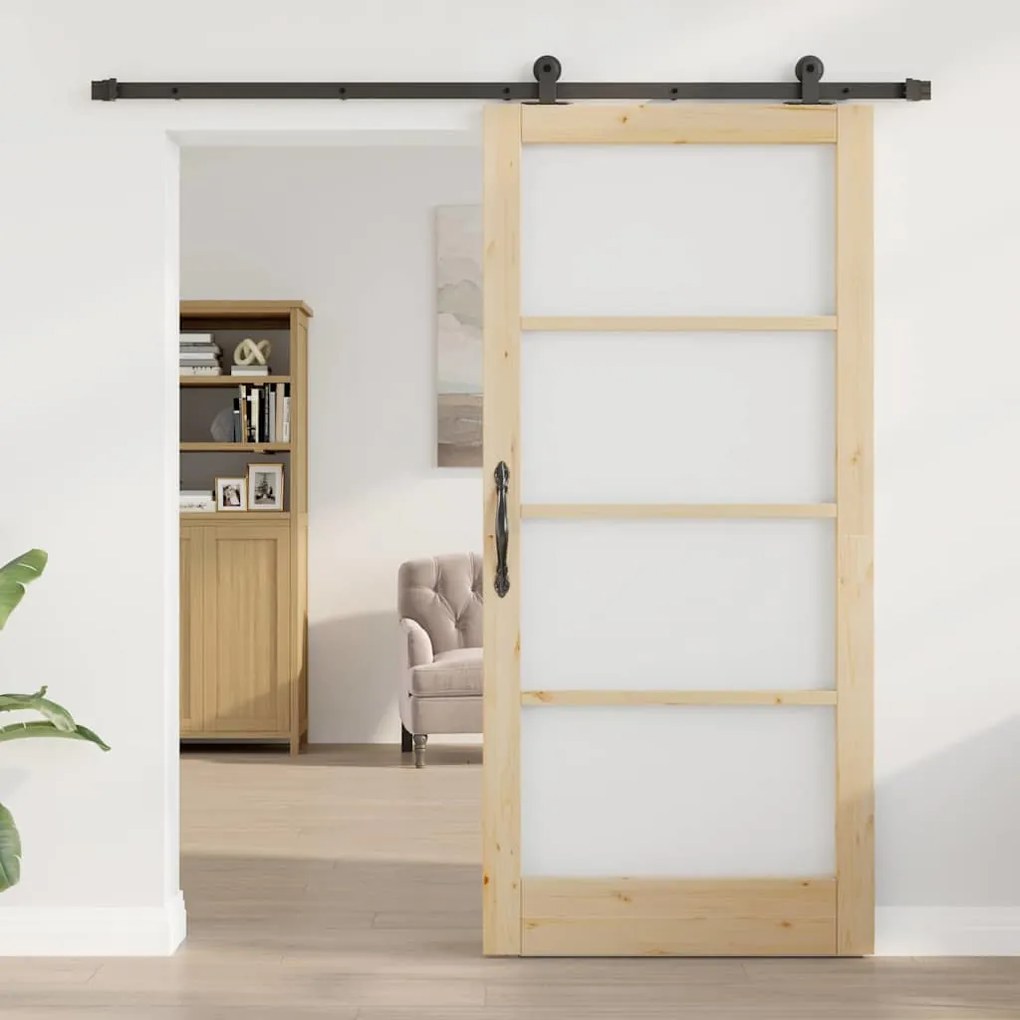Porta Deslizante vidaXL com Conjunto de Ferragens 'ORKDAL'Madeira Maci