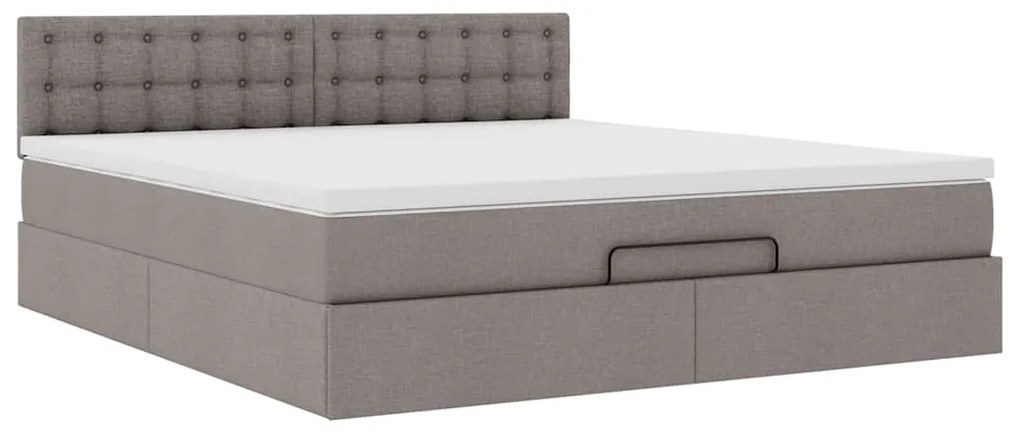 Cama Otomana com colchão &amp; LEDs 180x200cm cinza-acastanhado