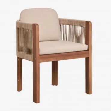 Cadeira De Jantar Serel Com Braços Em Madeira De Acácia E Corda Trançada Castanho Acácia - Sklum