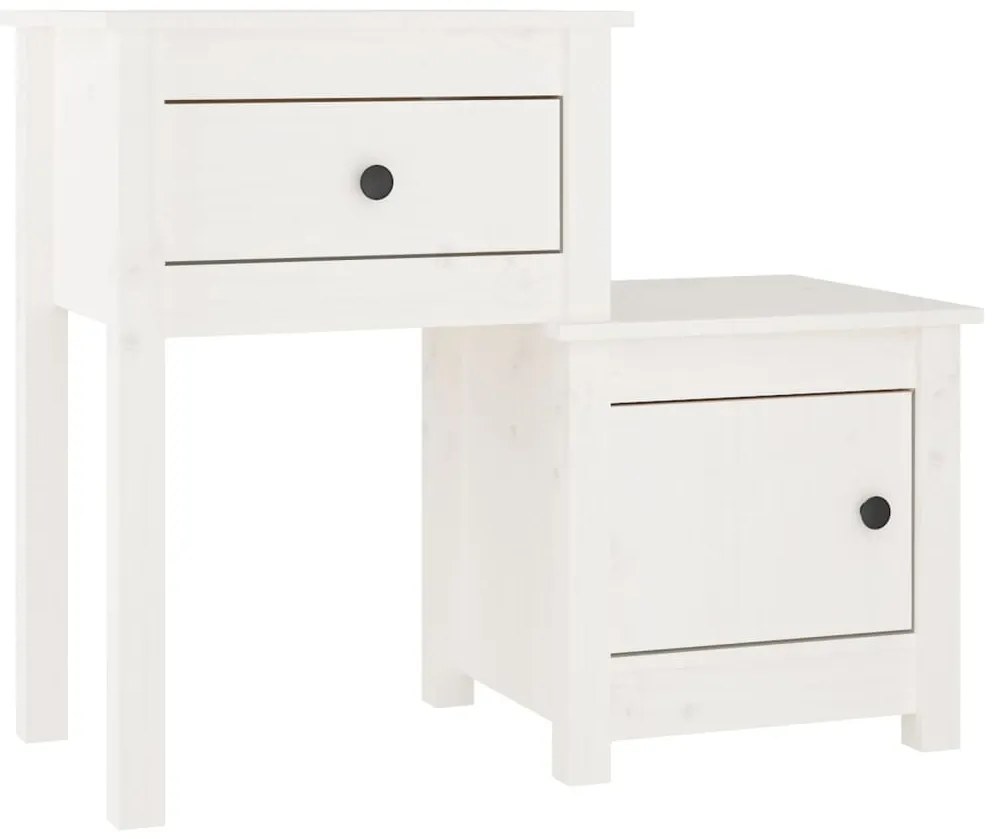 Mesas de cabeceira 2 pcs 79,5x38x65,5 cm pinho maciço branco