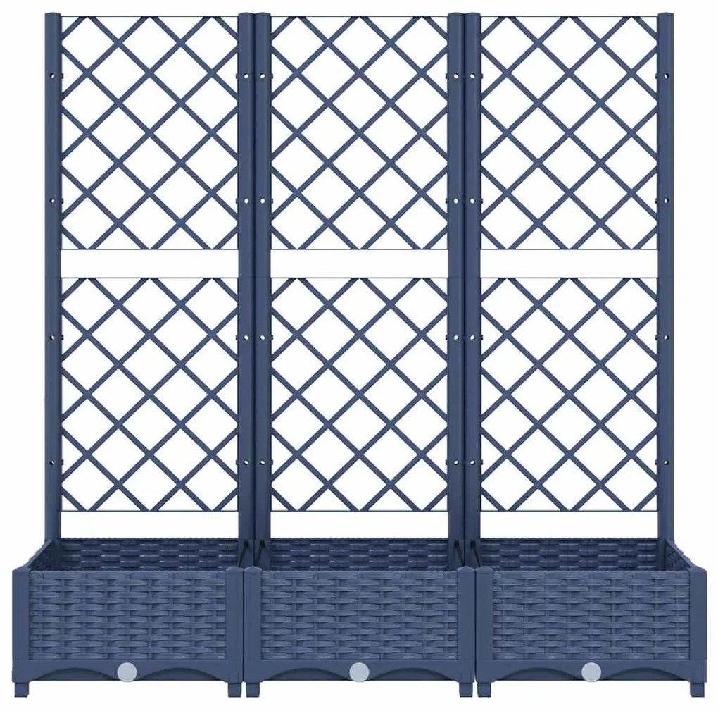Vaso/floreira jardim c/ treliça 120x40x121,5 cm PP cinzento azul