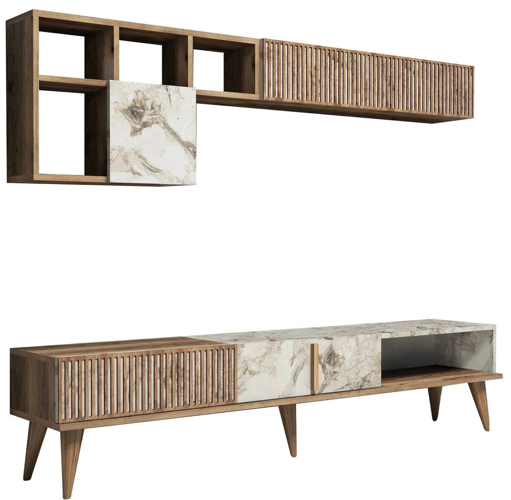 Conjunto de Mobiliário de Sala – Tribal – Móvel de TV, Prateleiras, Me