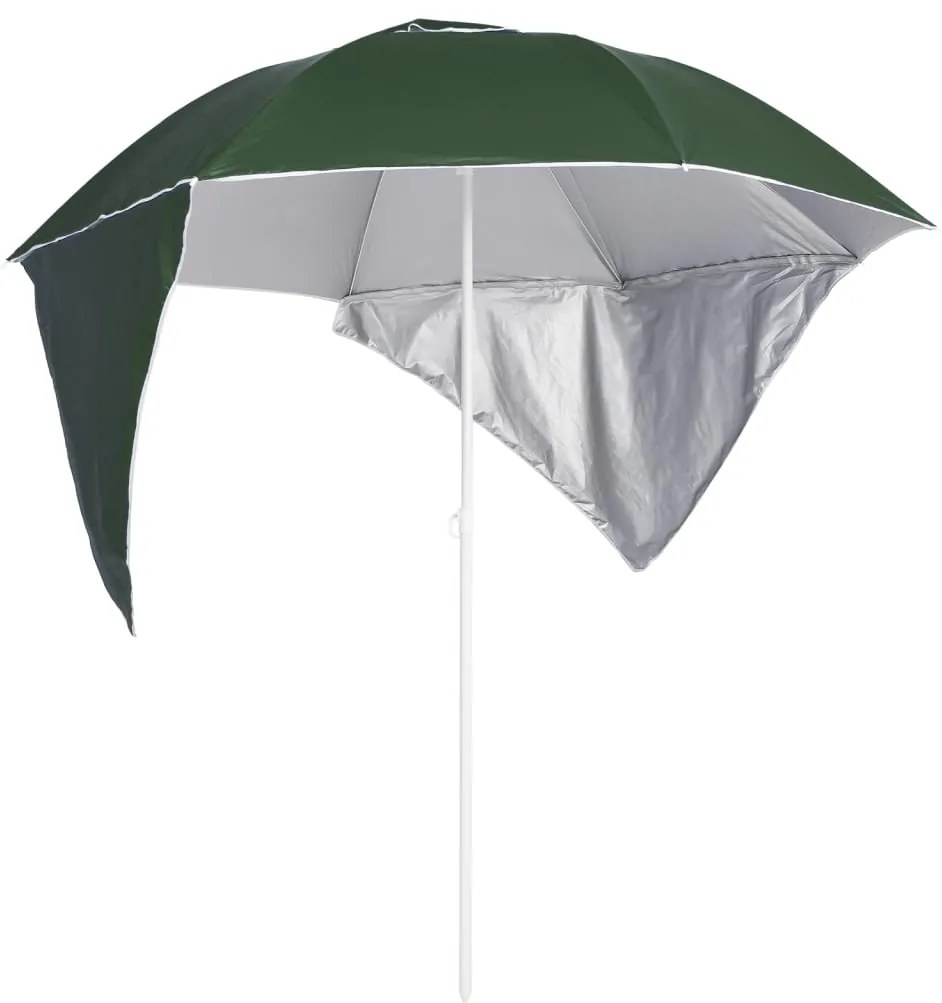 vidaXL Guarda-sol de praia com paredes laterais 215 cm verde