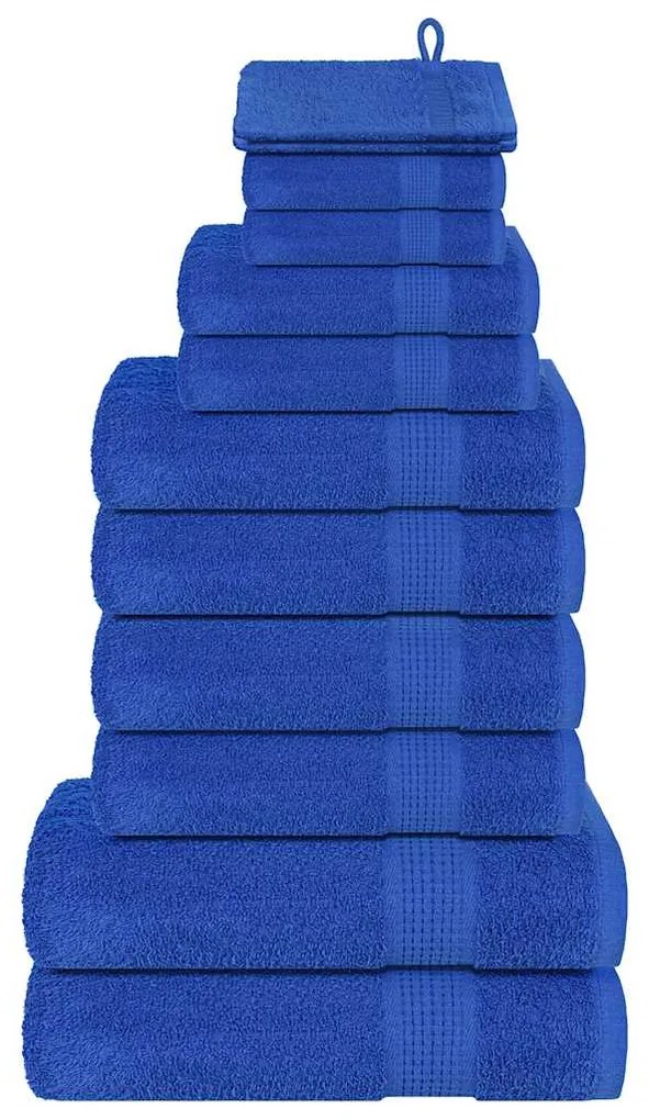 vidaXL 12pcs Conjunto de toalhas FROGN 100% algodão azul