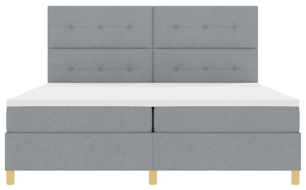 Cama Box Spring com Colchão Cinza Claro 200x200 cm Tecido