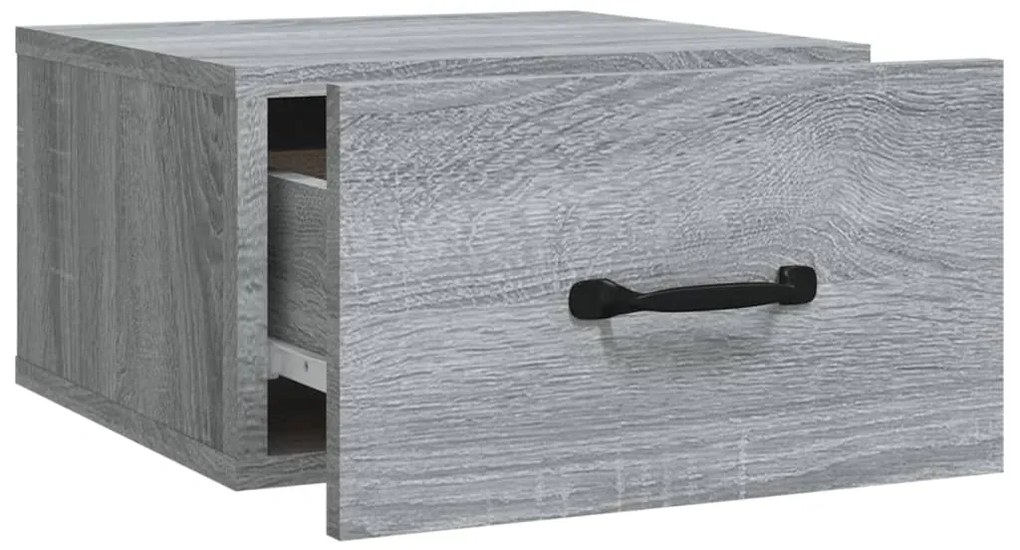 Mesa de cabeceira montagem na parede 35x35x20cm cinzento sonoma