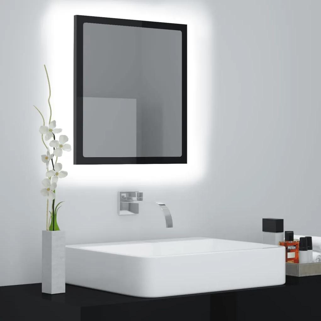804914 vidaXL Espelho casa de banho LED 40x8,5x37cm contrap. preto brilhante