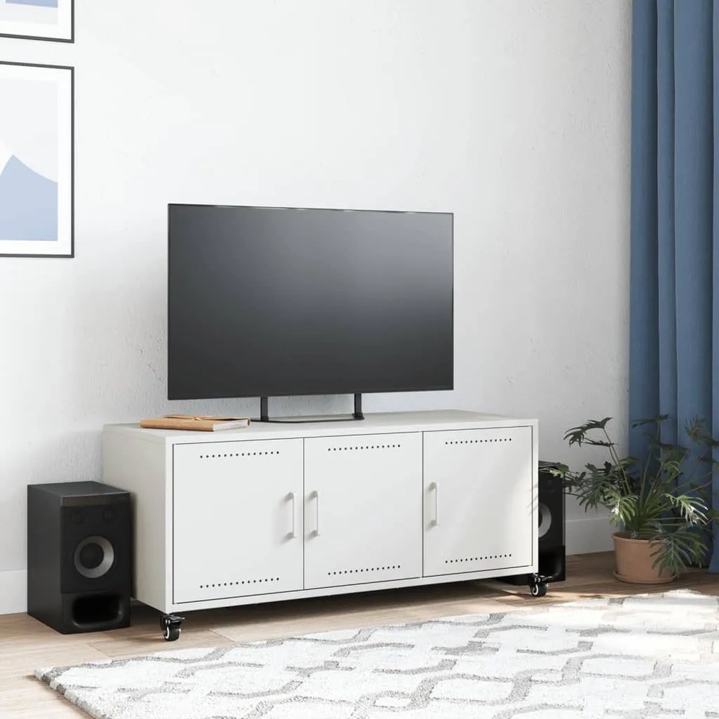 Móvel de TV 100,5x39x43,5 cm aço branco