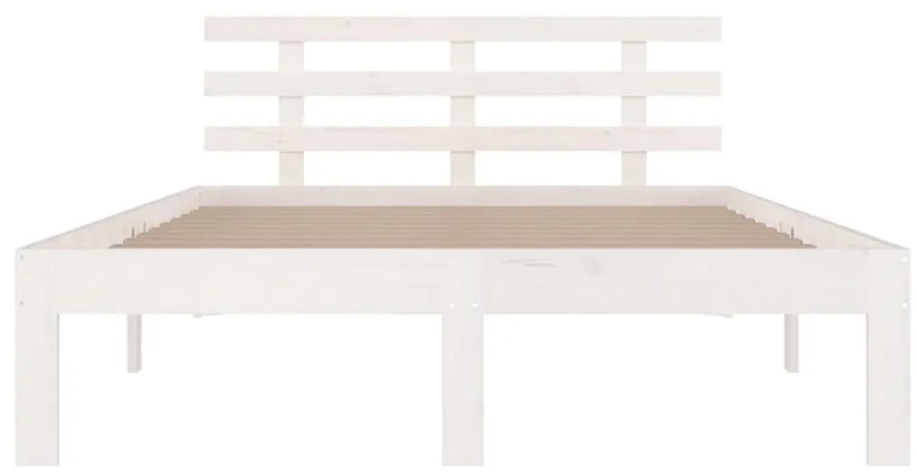 Estrutura de cama casal 135x190 cm madeira maciça branco