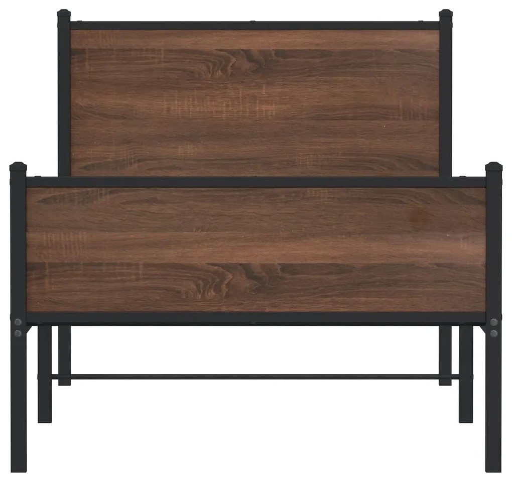 Estrutura de cama sem colchão 75x190 cm metal carvalho castanho