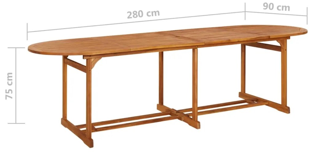 Mesa de jantar p/ jardim 280x90x75 cm madeira de acácia maciça