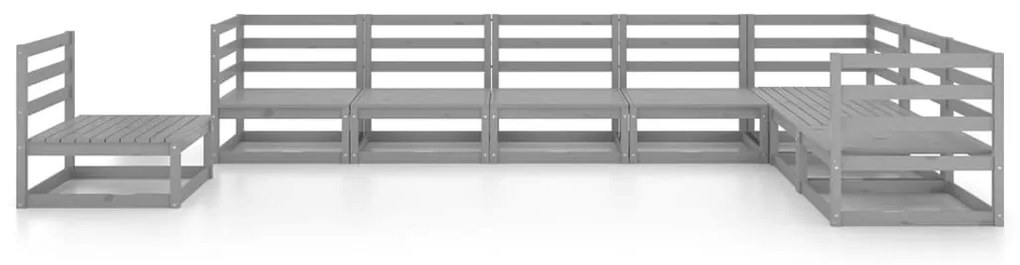 8 pcs conjunto lounge de jardim pinho sólido cinzento