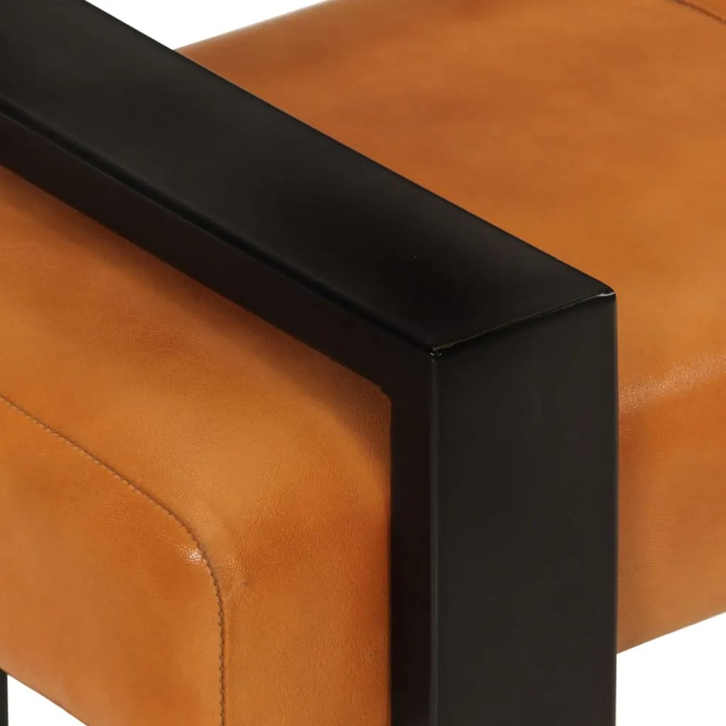 Banco 110 cm couro de cabra genuíno preto e castanho