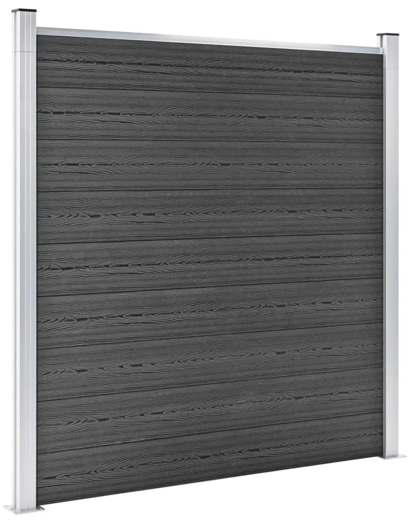 Conjunto de painel de vedação WPC 353x186 cm preto